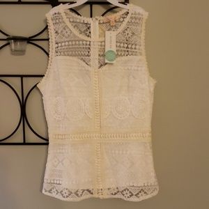 🆕 NWT White Lace Lined Tank Zip Back